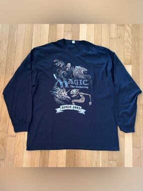 Magic The Gathering Shirt Mens 2XL Black Long Sleeve Retro Graphic Tee 2020